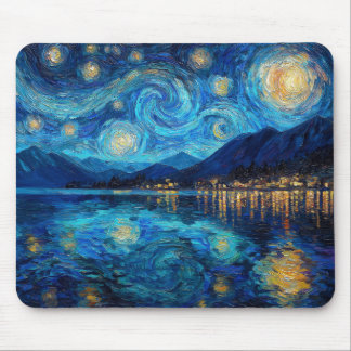 Coastal Night Sky Van Gogh Inspired Mouse Pad