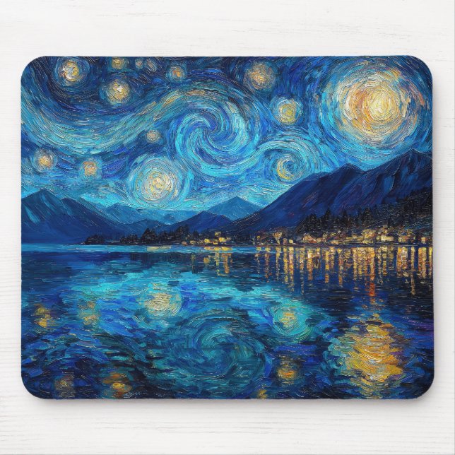 Coastal Night Sky Van Gogh Inspired Mouse Pad (Front)