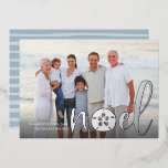 Coastal Noel | Christmas Photo<br><div class="desc">Chic coastal style holiday card adds beachy flair to your Christmas greetings. Perfect for sharing a vacation photo, or for families who live in coastal, tropical, warm weather or island locales, this elegant design features your favourite horizontal or landscape orientated photo with "noel" overlaid in gold foil lettering and a...</div>