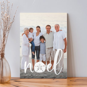 Coastal Noel Vertical Christmas Photo Silver