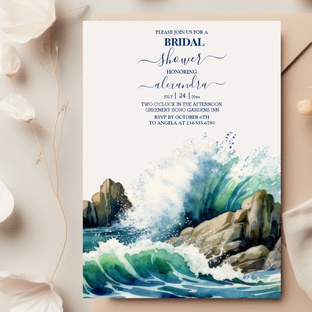 Coastal Ocean Beach  Bridal Shower Invitation (Creator Uploaded)