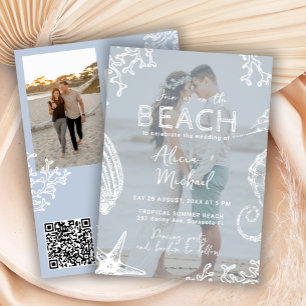Coastal ocean beach destination wedding all in one invitation