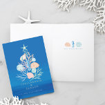 Coastal Ocean Beach Seashell Christmas Tree Holiday Card<br><div class="desc">Who needs snowflakes when you have seashells! Capture a cool nautical casual and coastal vibe this holiday sea-son with our coastal seaside-inspired holiday Christmas collection. We've hand-painted beautiful watercolor ocean seashells in splashes of coastal blue, rosy pink, sandy white, teals, and peach shades to create a calm coastal vibe to...</div>