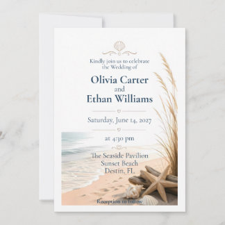 Coastal Ocean Beach Wedding Invitation