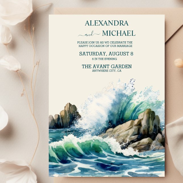 Coastal Ocean Beach Wedding Invitation (Creator Uploaded)
