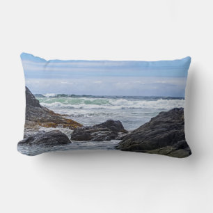Coastal Ocean Rock Shore Rolling Waves Lumbar Cushion