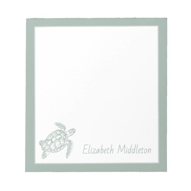 Coastal Ocean Sea Turtle Personalised Notepad (Front)