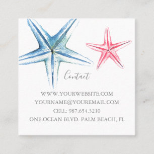 Coastal Ocean Starfish Custom Square Business Card