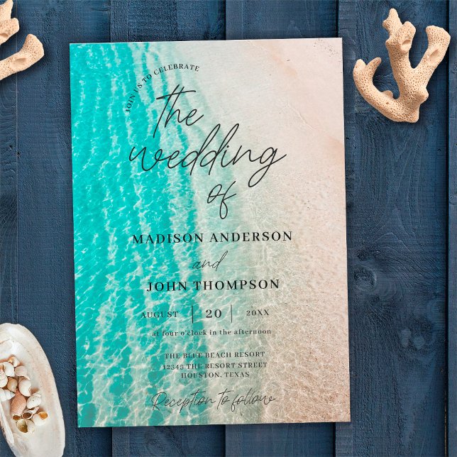 Coastal Ocean Summer Beach Destination Wedding  Invitation (Creator Uploaded)