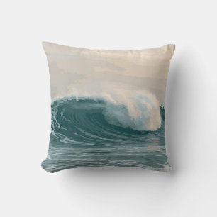 Coastal Ocean Wave Splash Design – Tranquil Beach  Cushion