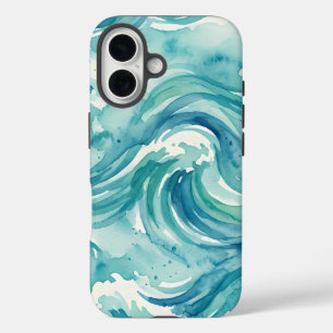 Coastal Ocean Waves Watercolor iPhone 16 Case