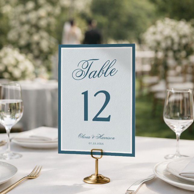 Coastal Old Money Blue Border Wedding Table Number (Creator Uploaded)