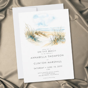 Coastal On the Beach Modern Watercolor Wedding Invitation