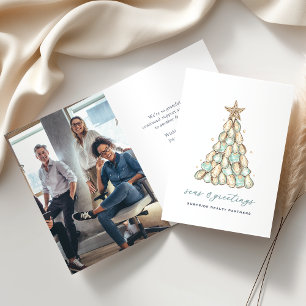 Coastal Oyster Christmas Tree Folded Holiday Card