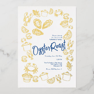 Coastal Oyster Roast Foil Invitation