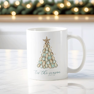 Coastal Oyster Shell Christmas Coffee Mug