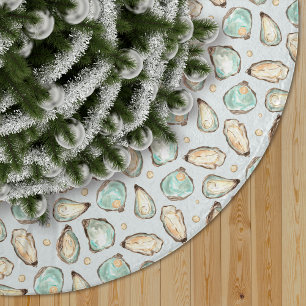 Coastal Oyster Shell Pattern Brushed Polyester Tree Skirt