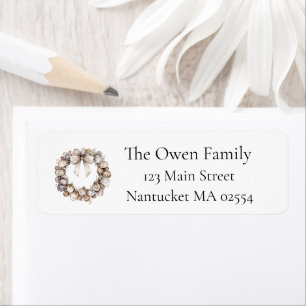 Coastal Oyster Shell Wreath Return Address