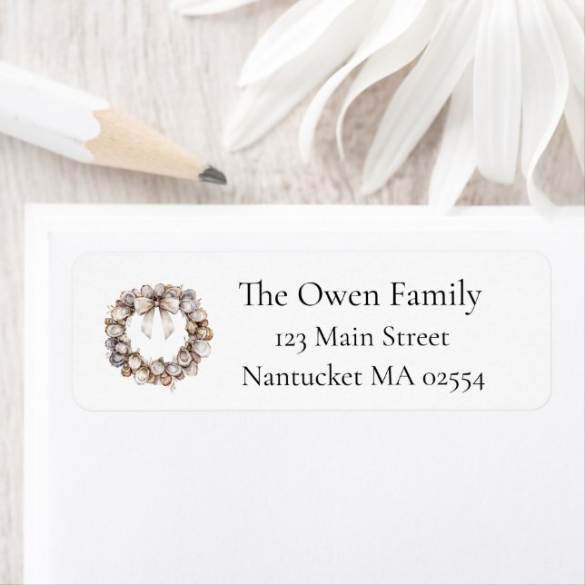 Coastal Oyster Shell Wreath Return Address  (Insitu)