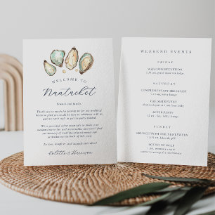 Coastal Oyster Wedding Welcome Letter & Itinerary