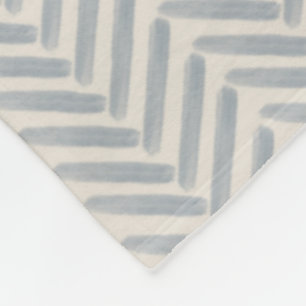 Coastal Painterly Herringbone Pattern in Mist Blue Fleece Blanket