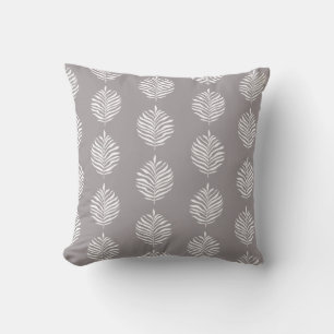 Coastal Palm Leaf Pattern Gull Grey Cushion