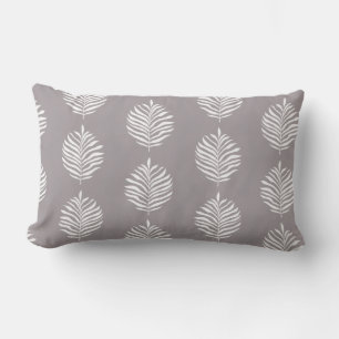 Coastal Palm Leaf Pattern Gull Grey Lumbar Cushion