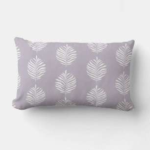 Coastal Palm Leaf Pattern Misty Lilac Throw Pillow