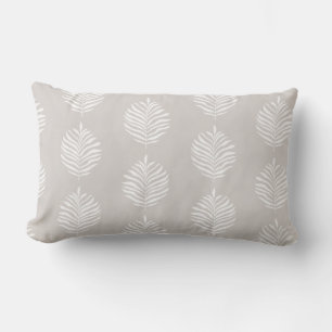 Coastal Palm Leaf Pattern White Sand Lumbar Cushion