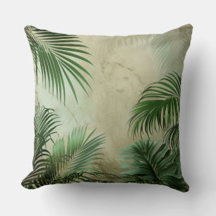 Coastal Palm Leaf Tropical Art Cushion