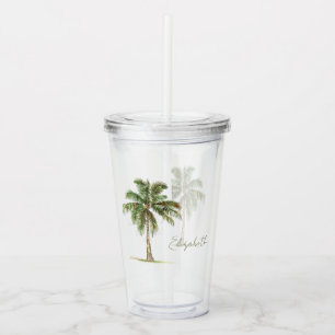 Coastal Palm Tree Personalised Acrylic Tumbler