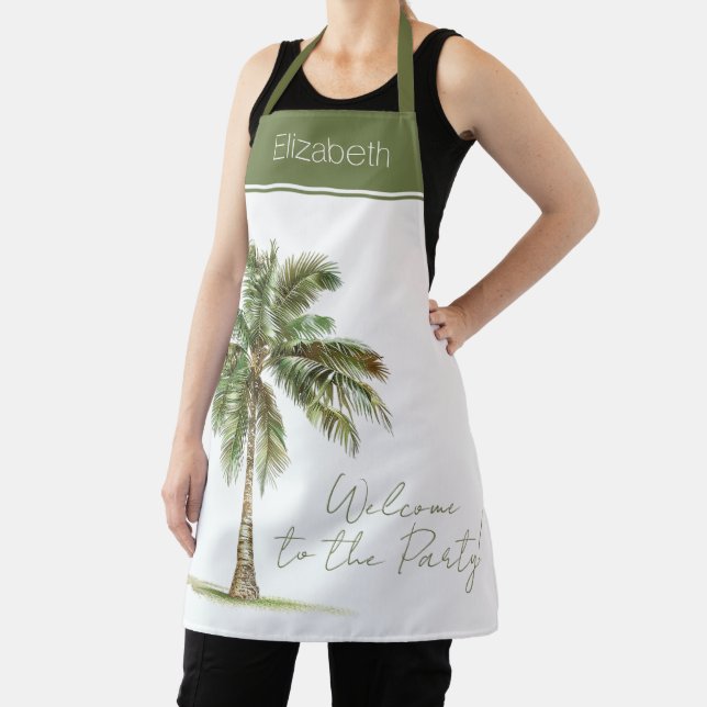 Coastal Palm Tree Personalised Apron (Insitu)