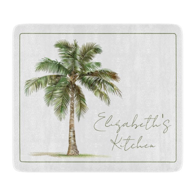 Coastal Palm Tree Personalised Cutting Board (Front)