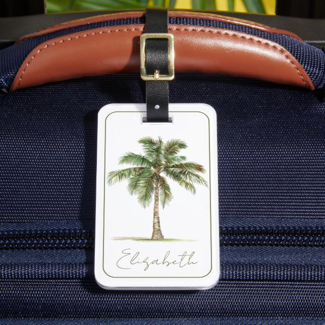 Coastal Palm Tree Personalised Luggage Tag (Front Insitu 2)