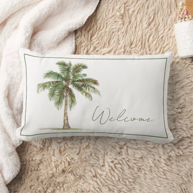 Coastal Palm Tree Personalised Lumbar Cushion (Blanket)