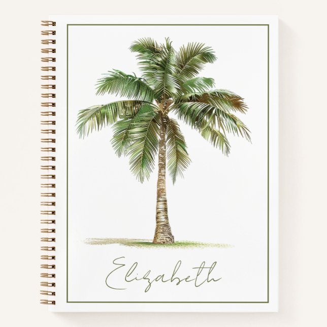Coastal Palm Tree Personalised Notebook (Front)