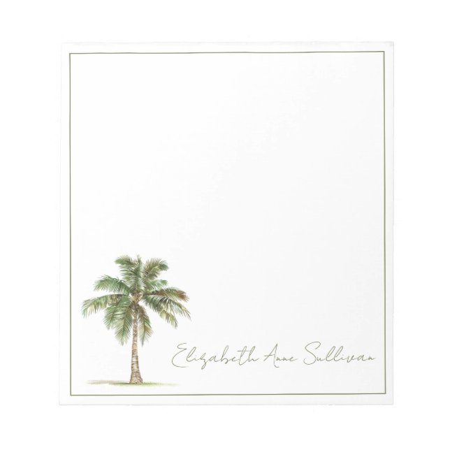 Coastal Palm Tree Personalised Notepad (Front)
