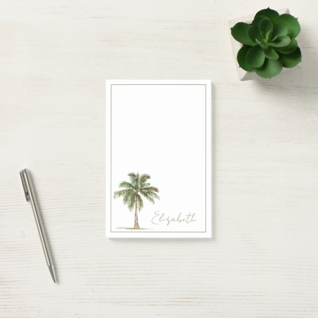 Coastal Palm Tree Personalised Post-it Notes (Office)