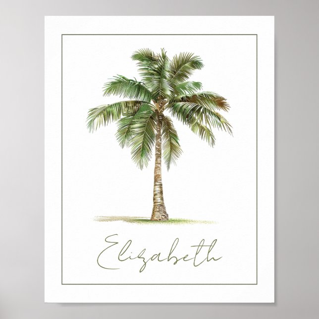Coastal Palm Tree Personalised Poster (Front)