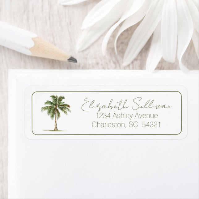Coastal Palm Tree Personalised Return Address (Insitu)
