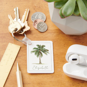 Coastal Palm Tree Personalized Key Ring