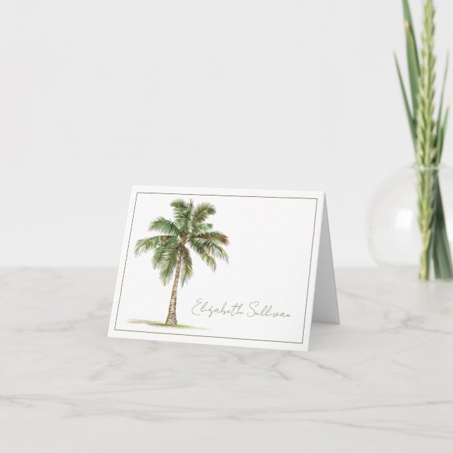 Coastal Palm Tree Personalized Note Card (Front)
