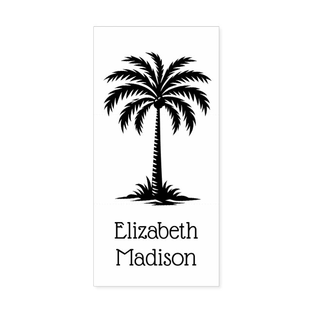 Coastal Palmetto Palm Tree Personalised Rubber Stamp (Imprint)