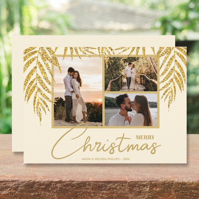 Coastal Palms Photo Collage Christmas Holiday Card (Creator Uploaded)