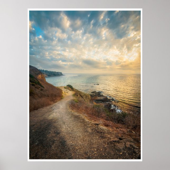 Coastal Path Sunset Light Landscape Beach Art Poster (Front)