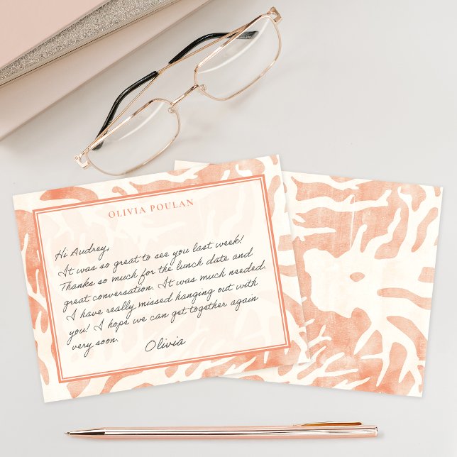 Coastal Peach Coral Reef Card (Nautical Peach Coral Reef Note Card on desktop
)