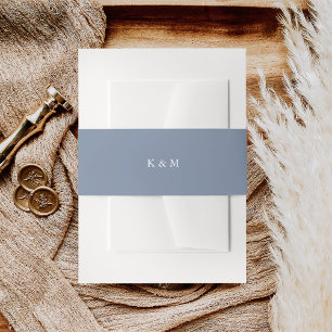Coastal Periwinkle Blue Wedding Monogram Invitation Belly Band