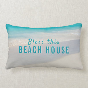 Coastal Personalized Text Beach House Lumbar Cushion
