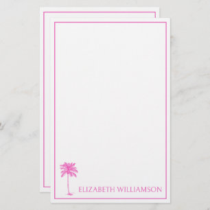 Coastal Pink Palmetto Palm Tree Personalised Stationery