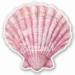Coastal Pink Seashell on White Personalised
